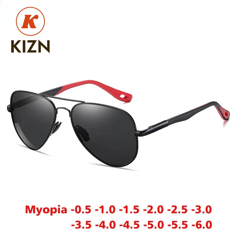 

KIZN Pilot, классические солнцезащитные очки для близорукости, мужские и женские поляризационные модные очки TR90, очки для вождения на заказ, очки по рецепту от -0,50 до -6,0