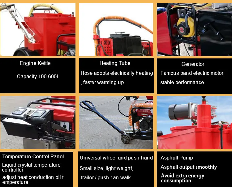 سدادة شقوق الأسفلت الحرارية مع مولد ثابت، غلاية تذوب بالحرارة وإخراج عازل فعال #6