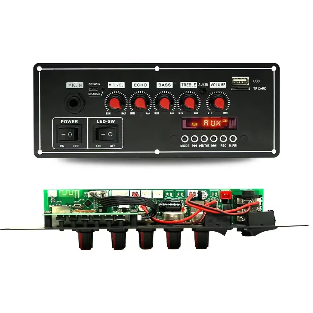 701BT 2x20W 7.4V Microphone Trolley Speaker Wired Wireless Sound BT Decoder Amplifier Board MP3 WAV FLAC APE Card Voice Recorder