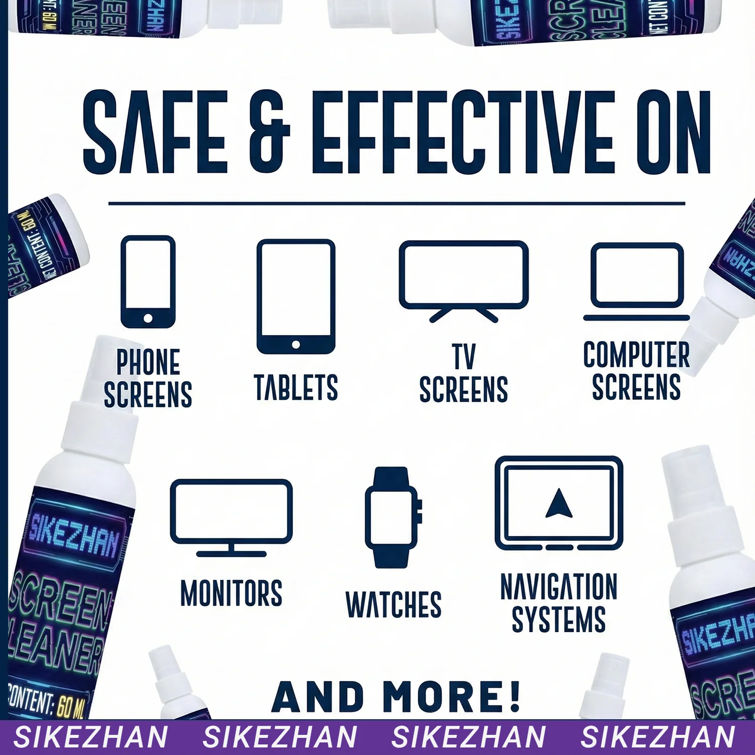 Spray Limpiador De Pantalla 60ml - Limpieza Sin Rayas para Teléfono, Computadora Portátil, TV, Monitor y Gafas. Niebla segura sin amoníaco de SIKEZHAN
