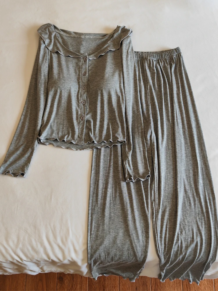 

2023 New Women's Spwear Set Pure Cotton Modal Home Clothes Outerwear Autumn Winter Long Sve round Ne Home Comfortable