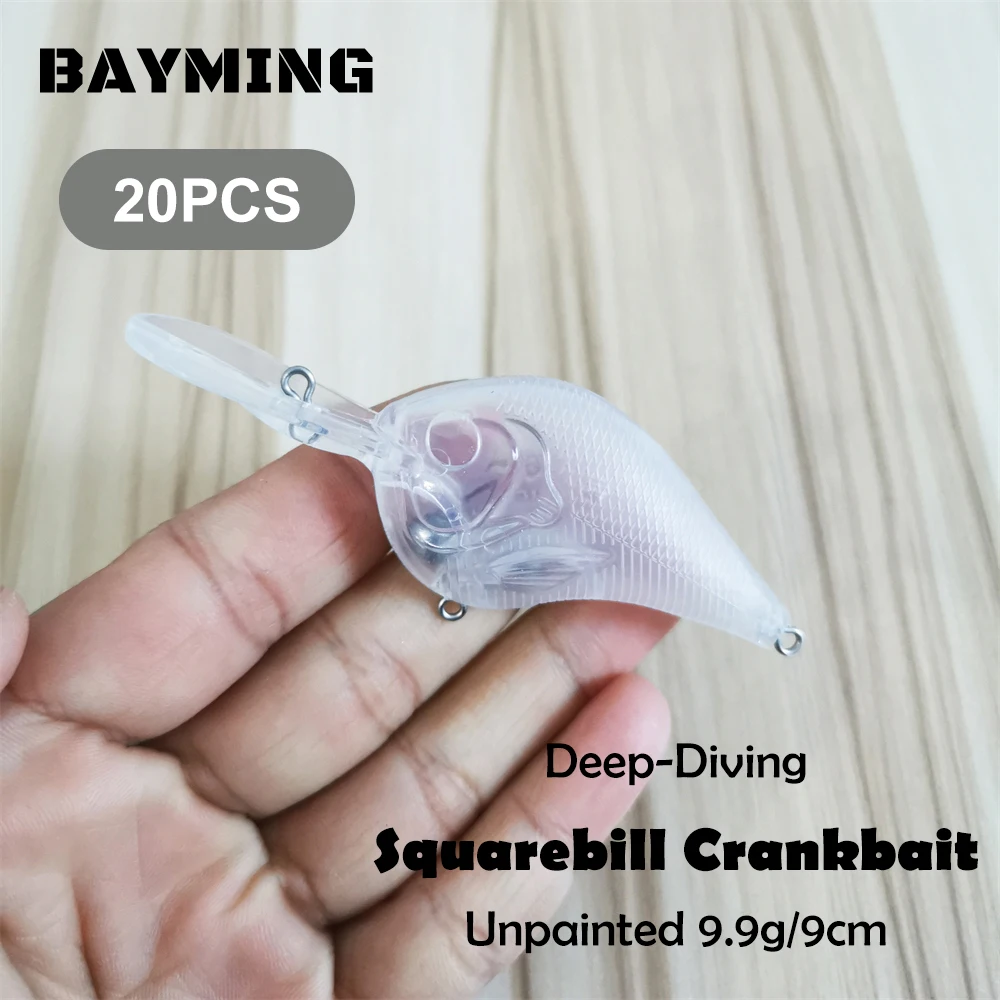 bayming-20-個未塗装ブランクベイトスクエアビルクランクベイトディープダイビングワブラールアー-99-グラム-9-センチメートル-diy-人工釣りルアー