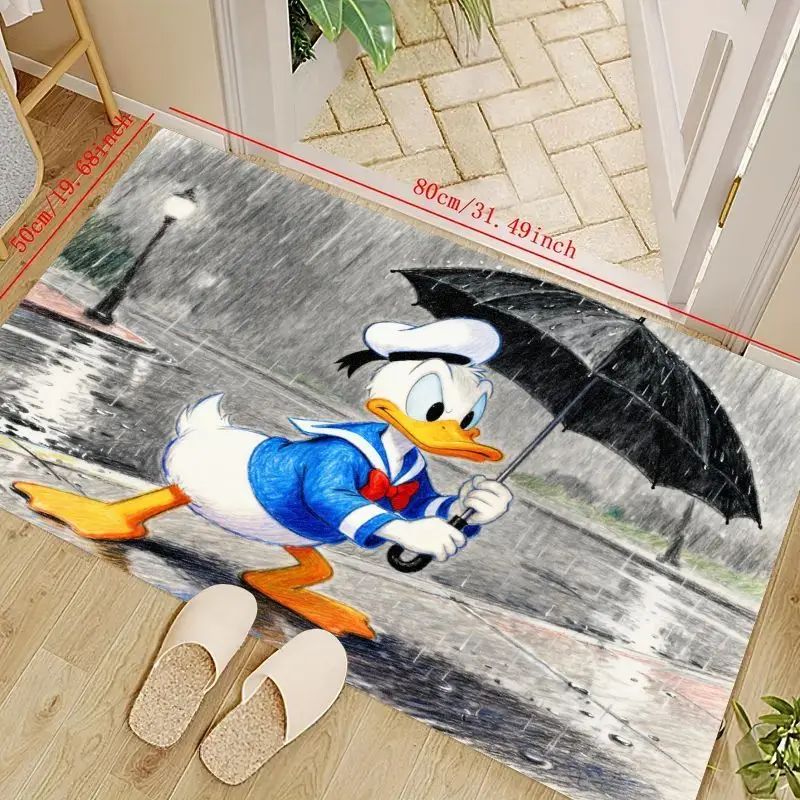 

1 шт., напольный коврик с персонажем мультфильма Диснея Дональда Дака, бегущий дождь с зонтиком, входной коврик для гостиной, ванной комнаты, спальни