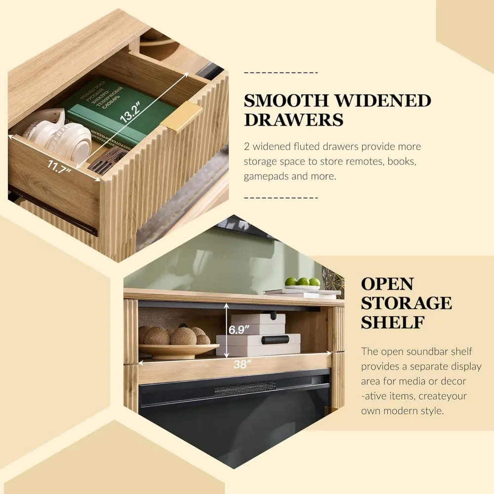 Modern 80 TV Stand with Built-in 36 Electric Fireplace, Wood Media Console for Entertainment