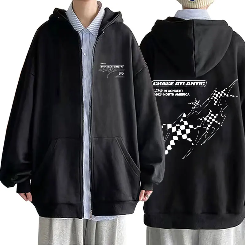 

Chase Atlantic Lost in Concert Zipper Hoodie Men Women Casual Vintage Zip Up Sweatshirt Men's Alternative R&B Rock Zip Up Jacket