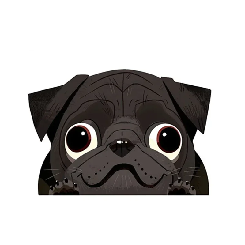 

Hot Sale Personalized Black Pug Car Sticker PVC Fun Auto Decorative Accessories Sunscreen Waterproof Quality Decals Decor