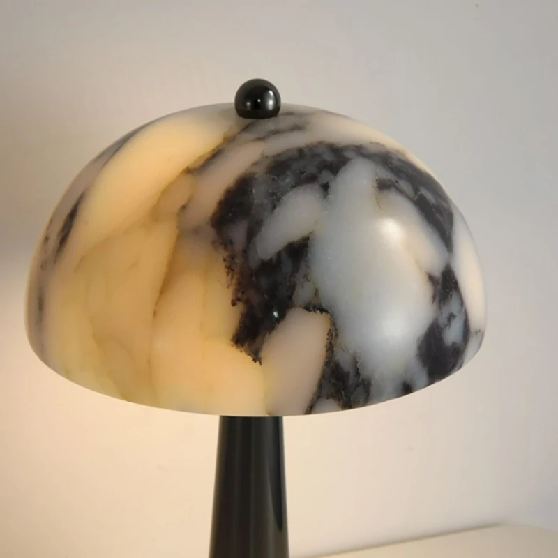 新スタイル LED ナイトライト天然大理石ブラックメタル充電タッチスイッチアールデコ調の雰囲気ランプ寝室パーラーホテルギフト