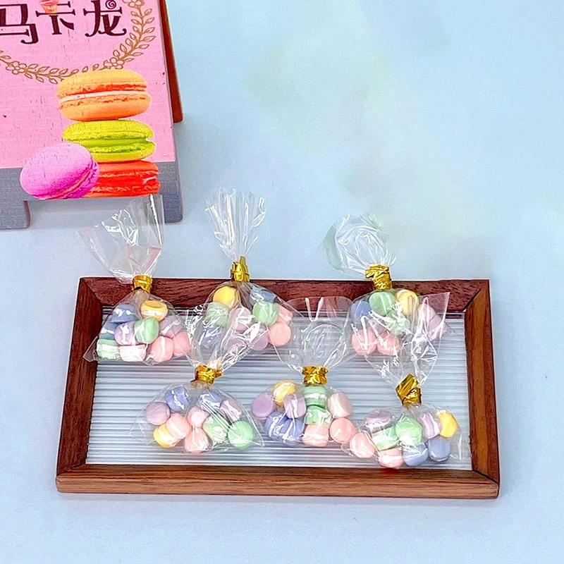 1Bag 1:12 Dollhouse Miniature Macaron Colorful Cookies Biscuit Dessert Model Living Scene Decor Toy Accessories