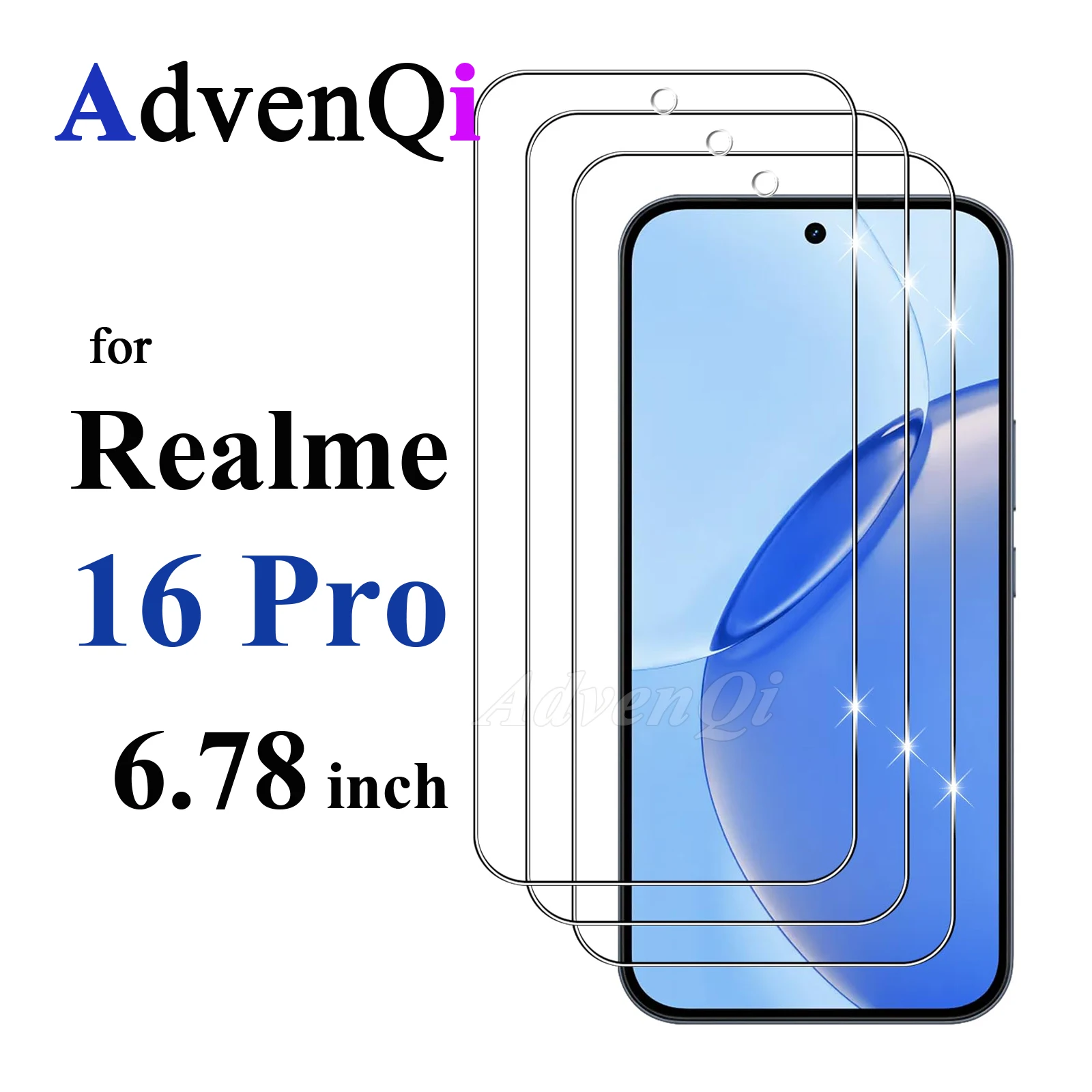 Displayschutzfolie für Realme 16 Pro 6,78 Zoll, gehärtetes Glas, HD, 9H, transparent, klar, kratzfest, case-freundlich