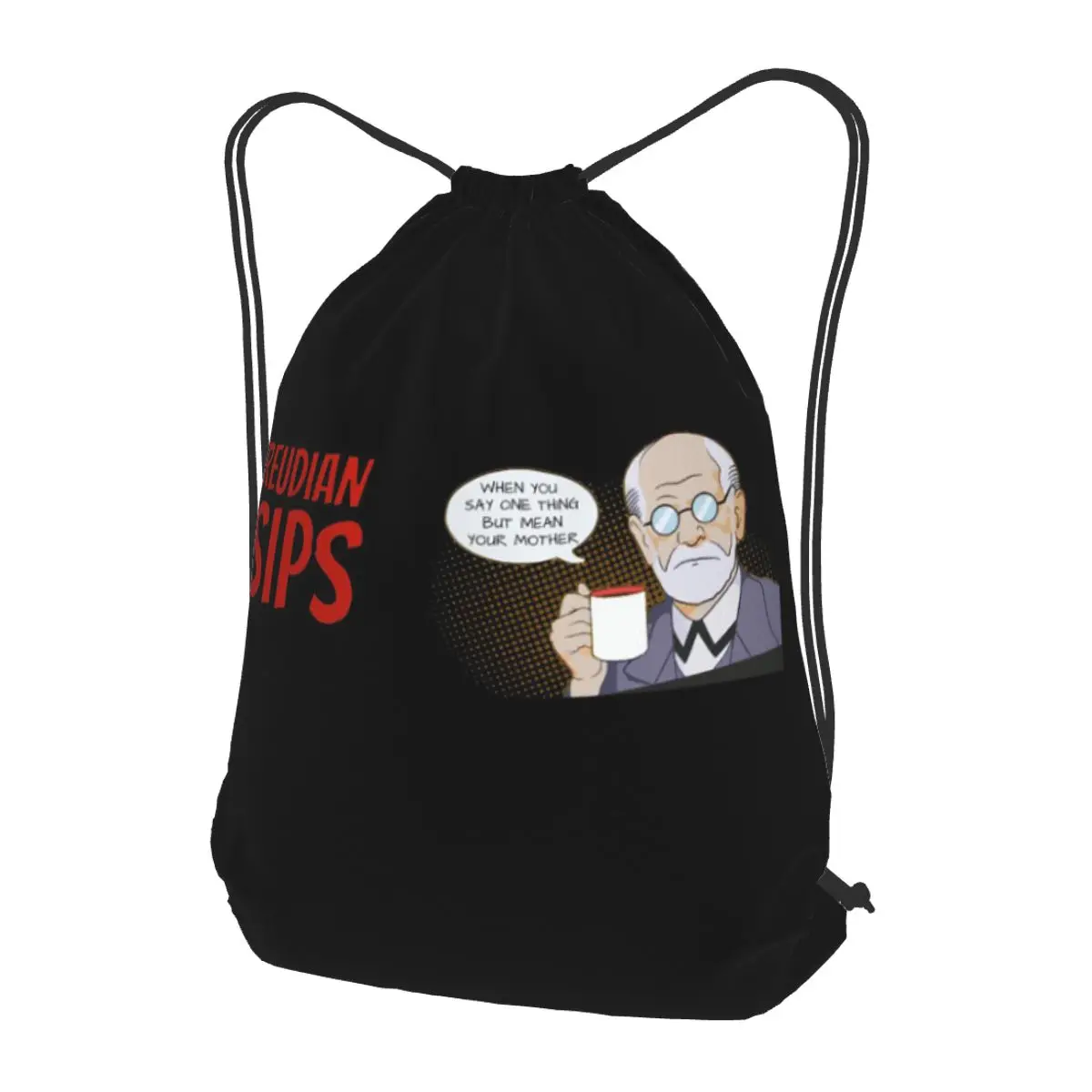 

Freudian Sips- Psychology Design Backpacks Fashion Drawstring Bundle Pocket Shoes Bag Book Bags for Travel Students