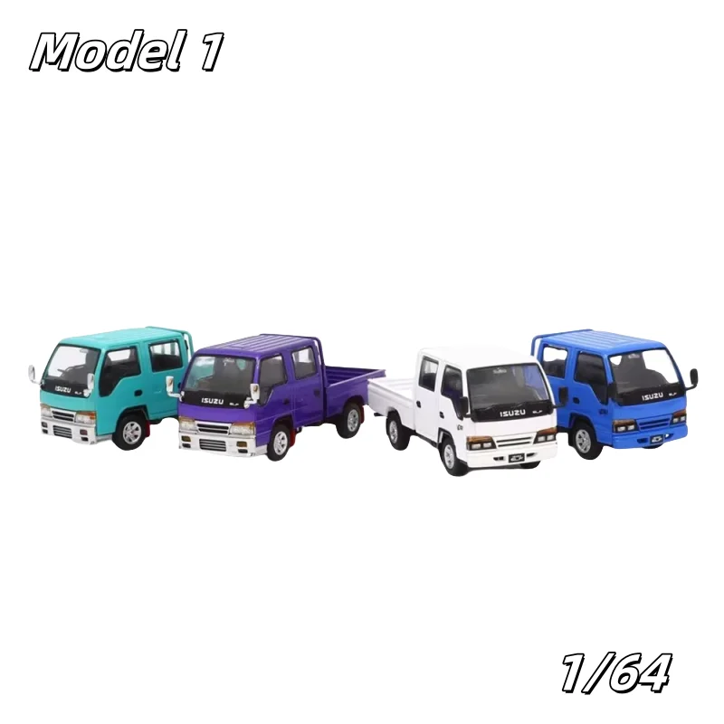 Model 1 1:64 Suzuki ISUZU ELF four-color simulation static alloy car model Collection toys for children's holiday gifts.