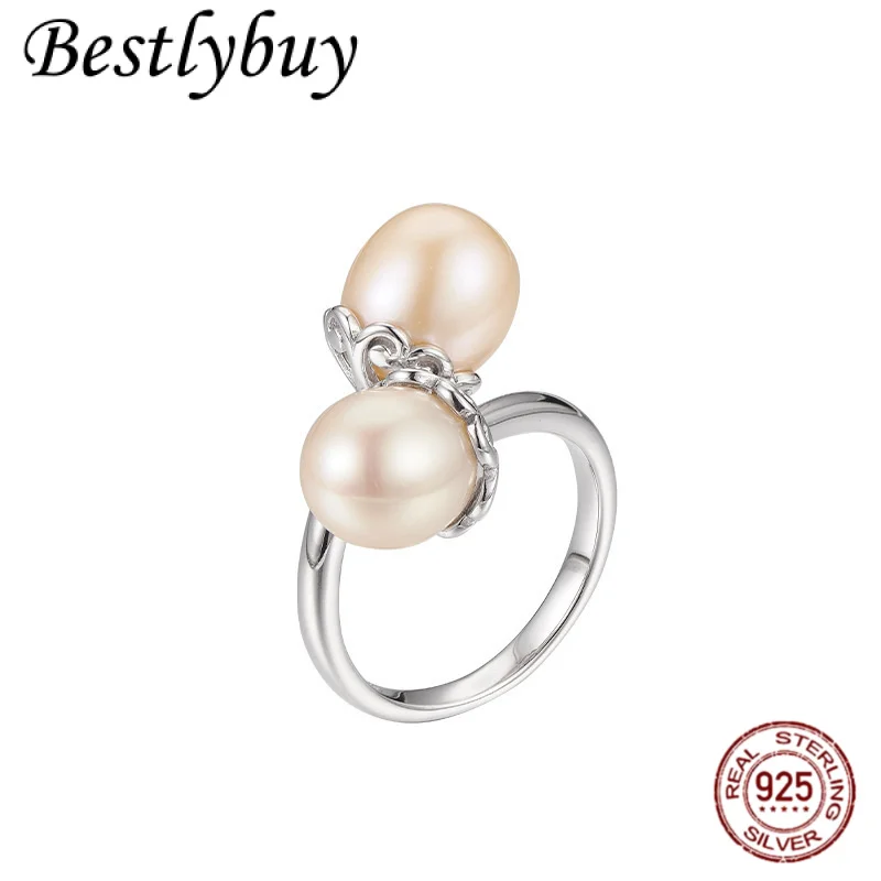 

NEW S925 Pure Silver Charm Jewelry Retro Original Design Fashionable Luxury Natural Freshwater Pearl Women's Open Ring