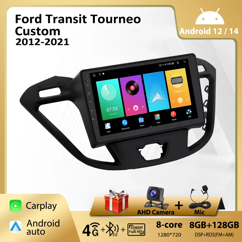 Android 12 Carplay For Ford Transit Tourneo Custom 2013-2021 Navigation GPS 4G WIFI Car Radio Multimedia Player Head Unit  Auto