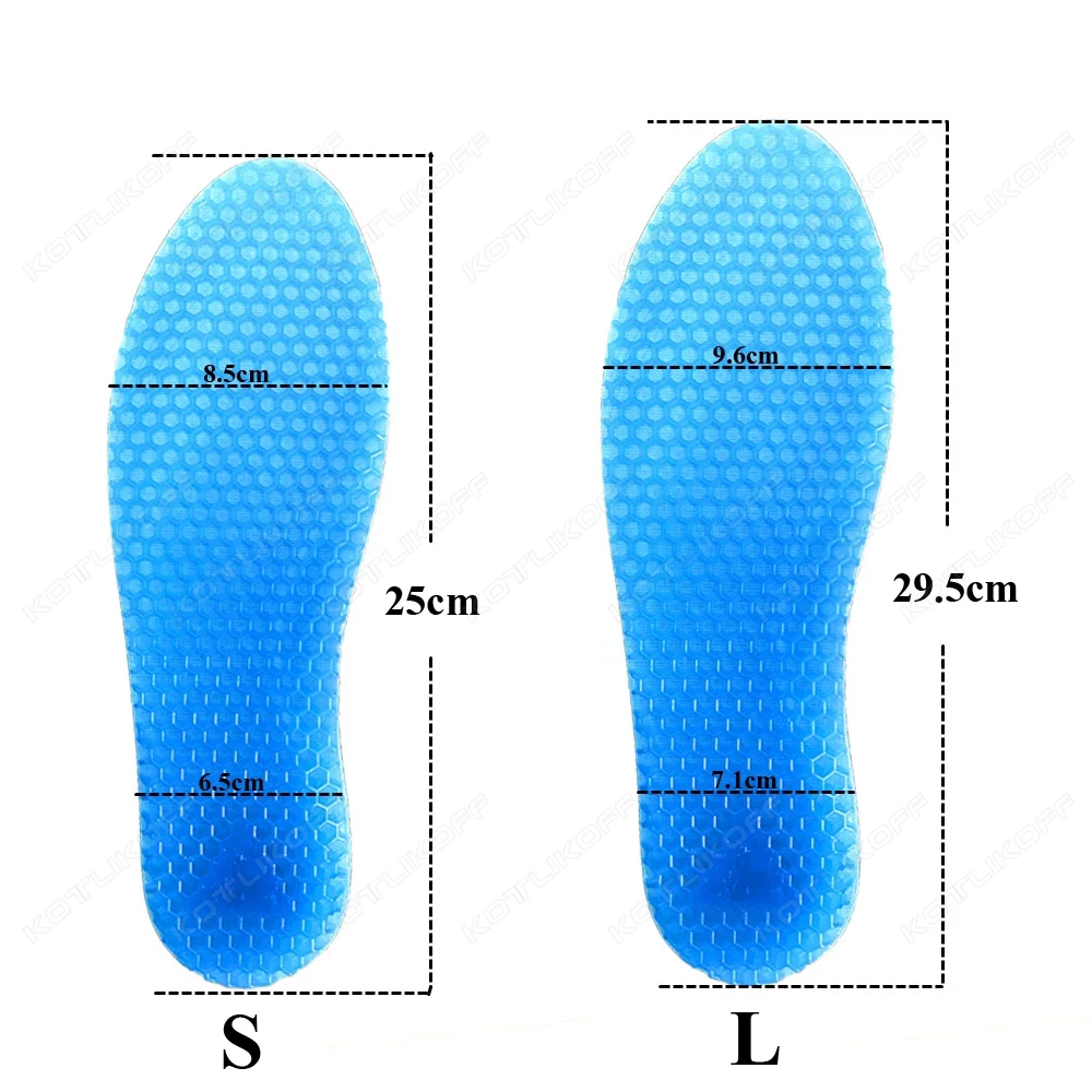 KOTLIKOFF Insoles For Sneakers Pads Orthotic Silicone Gel Massaging Sports Insoles Soft Comfortable Insert Elastic Foot Pads