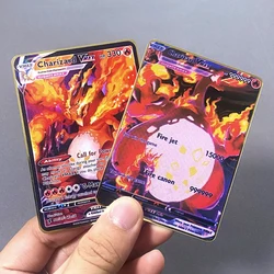 Nowa metalowa karta Pokemon 2024, angielskie anime Charizard Arceus Mewtwo Blastoise Vmax GX V Letters Game Collection Cards Kid Toy Gift