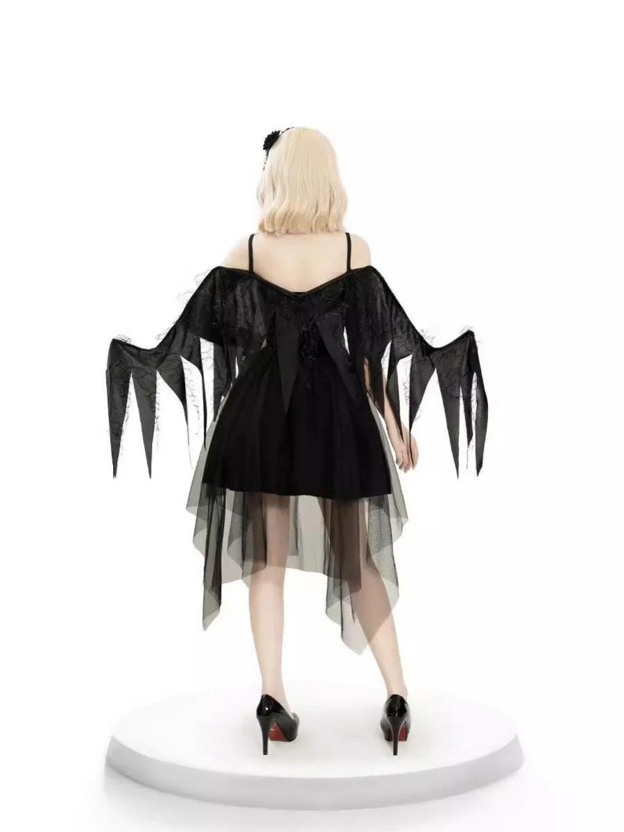 Fsia de loween k Angel Red Devil Conjunto de Vestuário para Mulheres Fsia de Interpretação em Material de Aod...