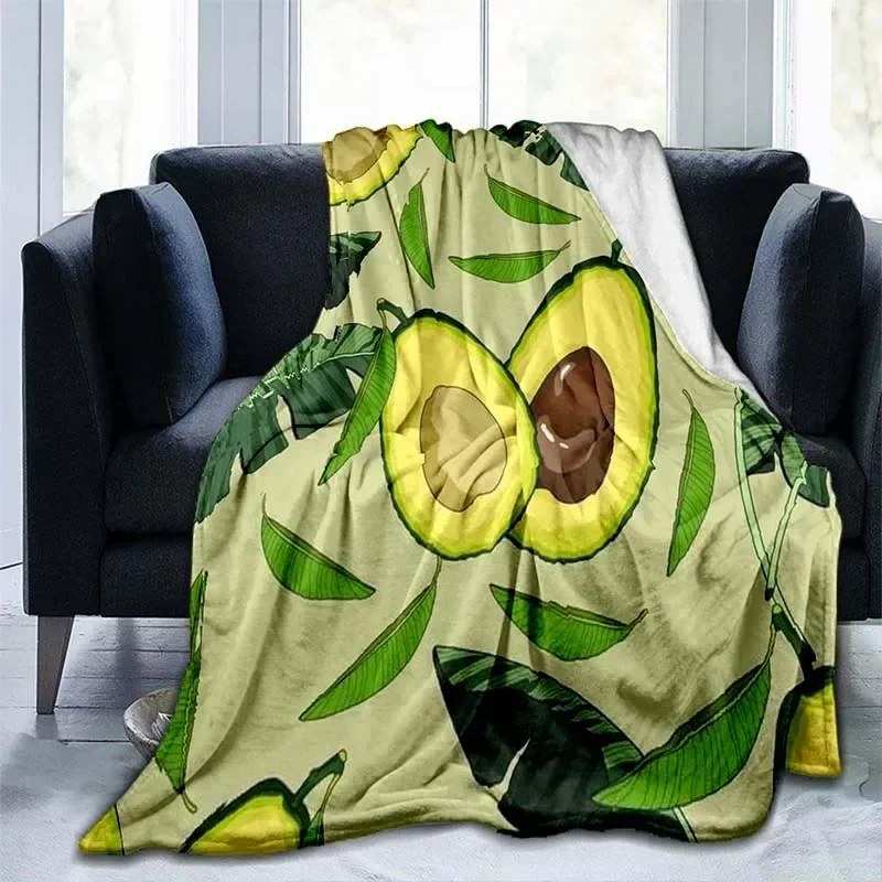 2026 Comfort Sherpa Flannel Blanket Cute Fruit Avocado Printed Plush Throw Blanket Fuzzy Soft Quilt For Bed Sofa And Couch Twin