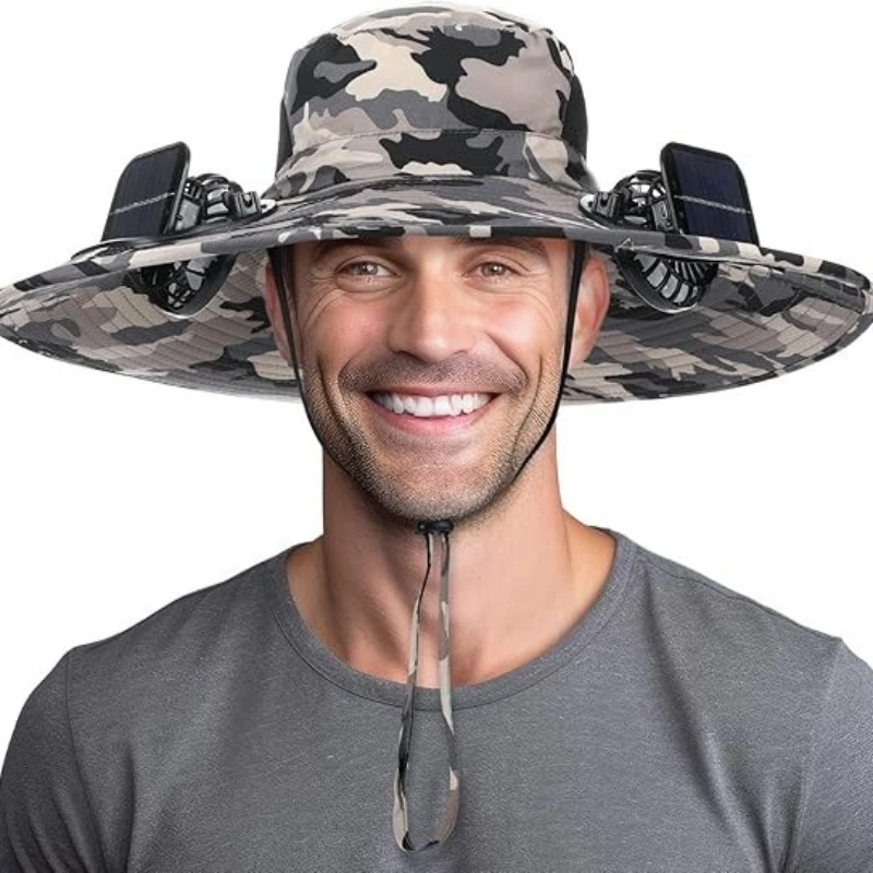 

Solar Powered Fan Hat for Men Summer Outdoor Hiking Farming Fishing UV Protection Sunshade Sun Protection Fisherman Hats