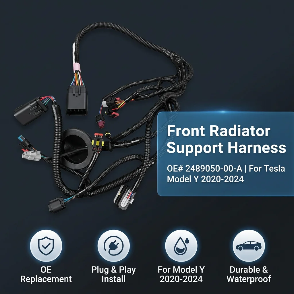 For Tesla Model Y 2020-2024 Front End Module Harness Radiator Panel Wiring 2489050-00-A  2489050-03-C 2489050-04-C
