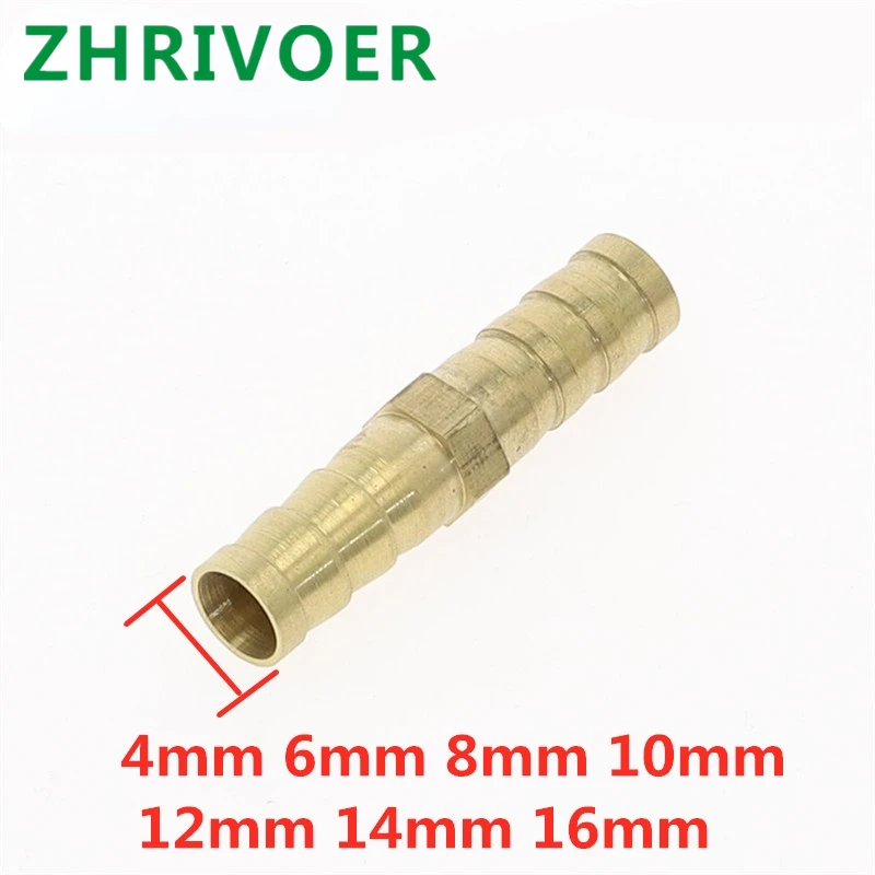 1pcs Brass Straight Hose Pipe Fitting Equal Barb 4mm 5mm 6mm 8mm 10mm 12mm 19mm 25mm Gas Copper Barbed Coupler Connector Adapter