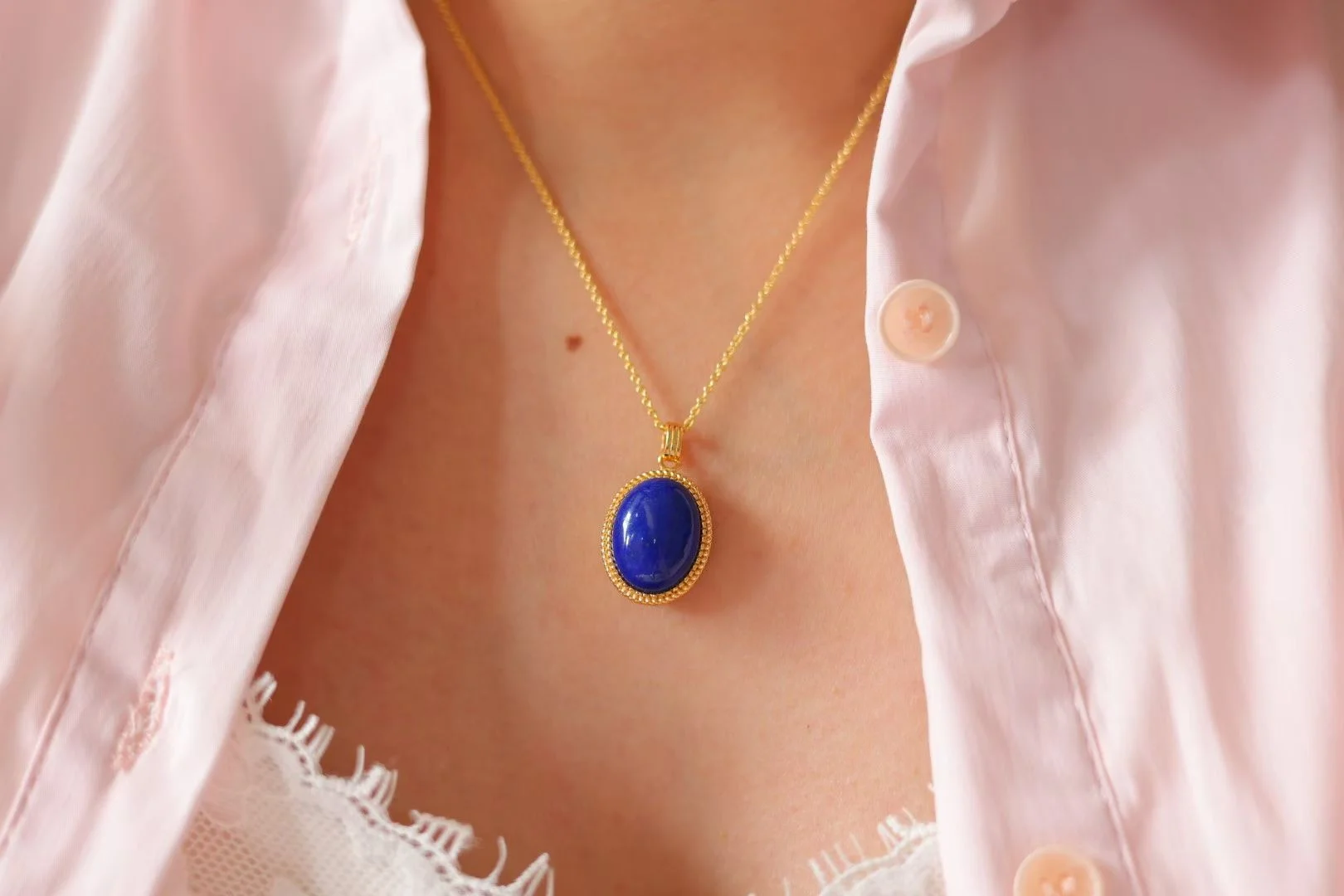 Certificate 925 Silver Natural Blue Lapis Lazuli Oval Pendant Necklace Lucky Peace Jewelry For Women Wifes Gift Fine Accessory