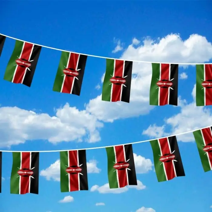 (SKY FLAG)Kenya bunting flags 14x21cm 20pcs/lot Kenya String flags Pennant Banner for Festival Party decoration