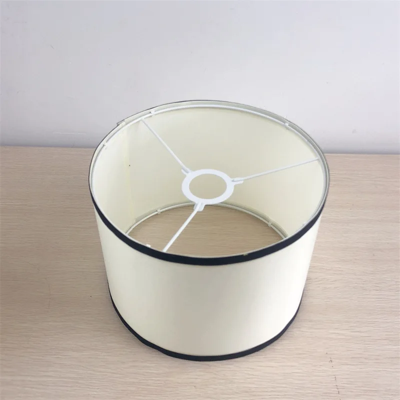 Cylinder Ceiling Pendant Light Shade Yellow Finish Traditional White black line Lampshade Suitable for Living Room Table Lamp