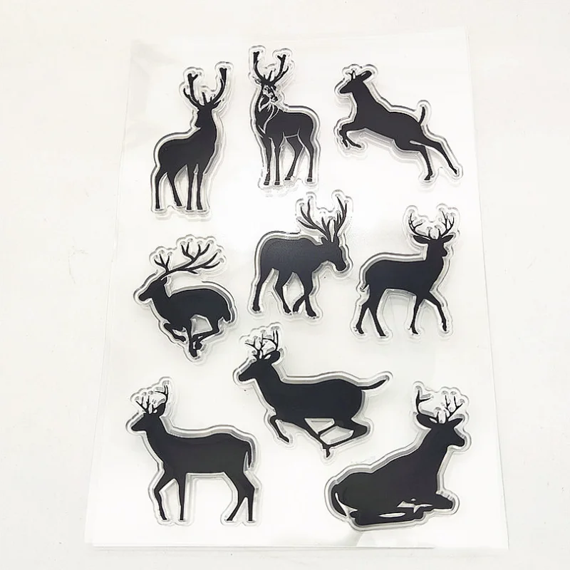 Cute Sika Deer Transparent Silicone Finished Stamp Journal DIY Scrapbook Rubber Coloring Embossed Stencils Decoration Reusable