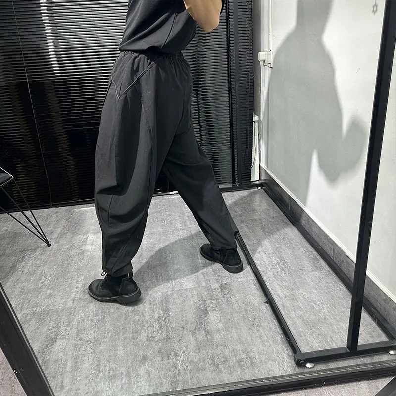 Avant-Garde Loose Retro Black Pants Men's Washed Solid Color Straight Drooping Stretch Sports Casual Bloomers
