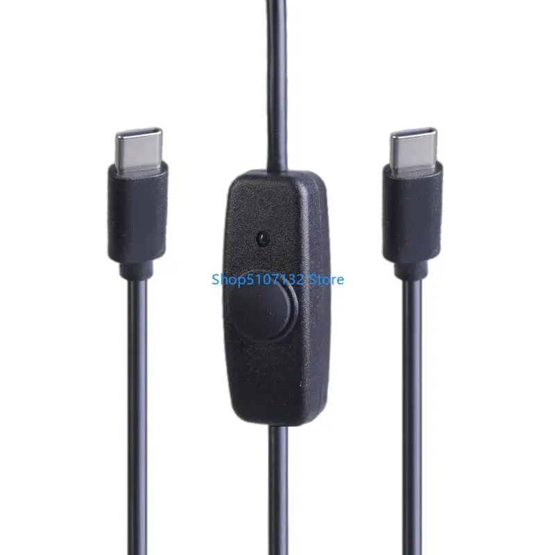 87HD Power Cord with Switches, Type C Male to Male Charging Cable 480Mbps Data Transfer for LED Light Fan Toy Easy Control