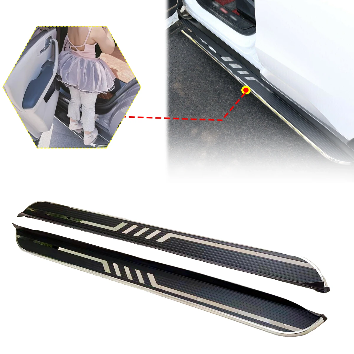 2PCS Side Step fits for Hyundai Santa Fe 2024 2025 Running Board Nerf Bars Stairs Aluminium Pedal