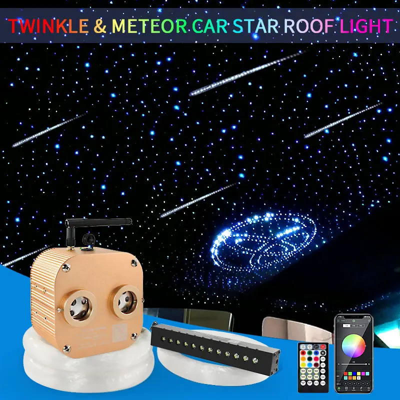 

20W Meteor Twinkle Car Star Roof Light Starry Sky Ceiling Lamp Romantic Auto Interior Lights Stars Lamp LED Fiber Optic Lighting