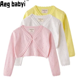 Baby Girl Shawl Jacket Summer Infant Cardigan Outerwear Baby Clothes Knit Sweater Thin Sun-protective Clothing Short Coat Tops