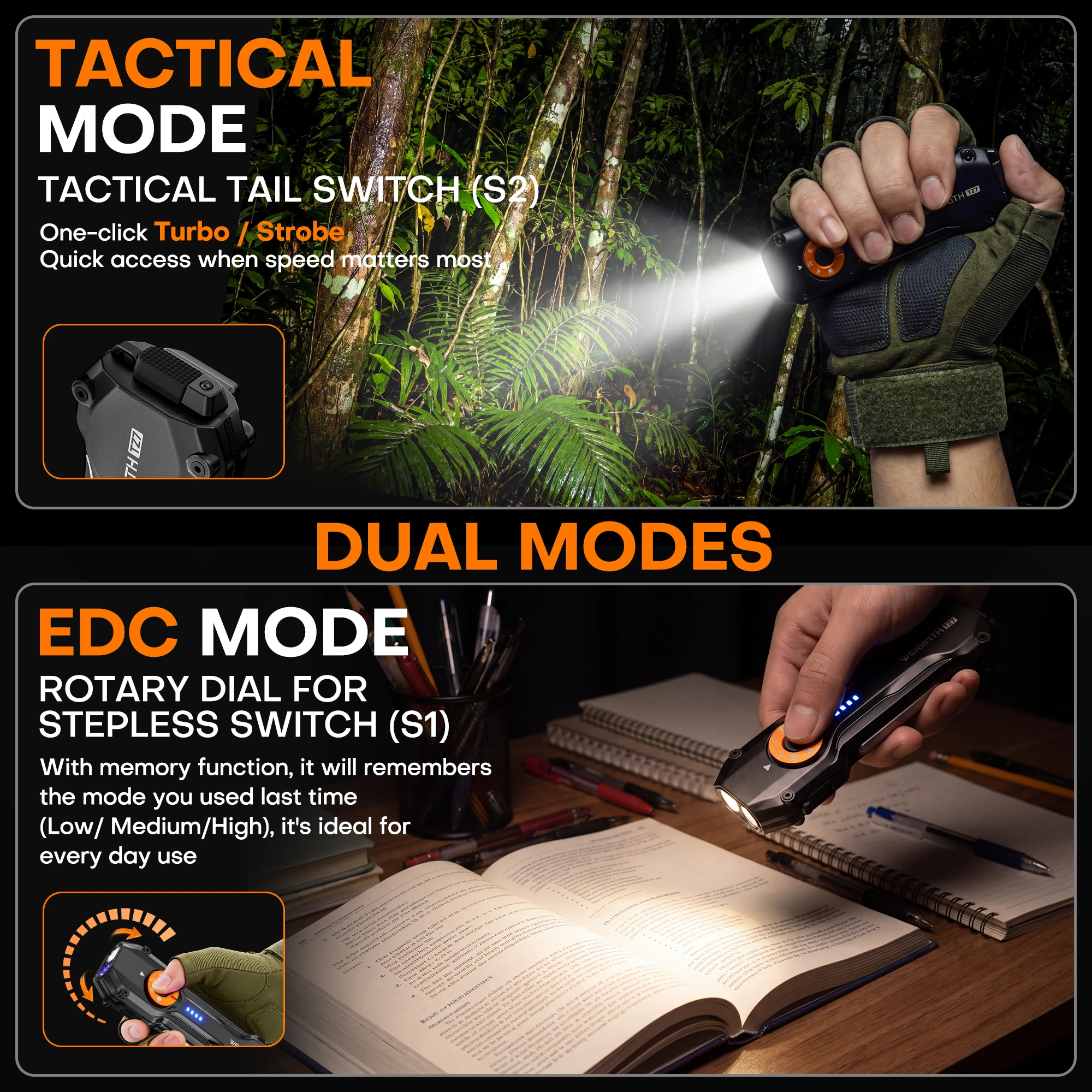 Multifunctional EDC Flat Flashlight 1000mAh USB‑C Rechargeable 1000LM COB Side Light RGB Ambient 365nm UV Light IPX Waterproof Magnetic Work Torch With Dual‑Way Clip for Car Repair Camping Emergency