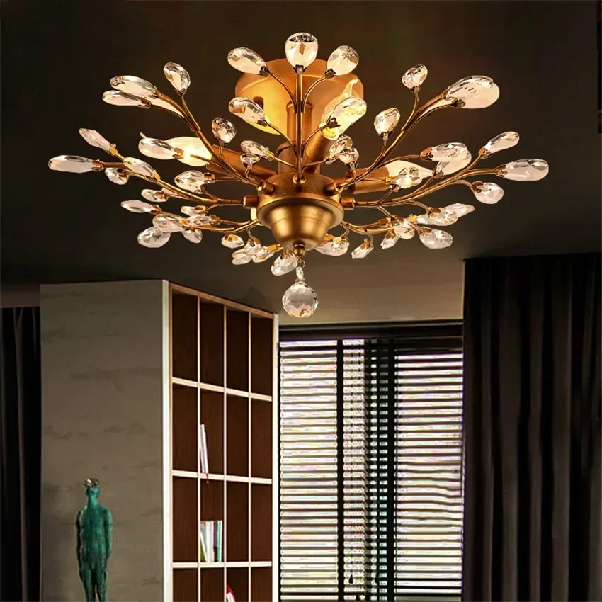 

Crystal Modern Gold Chandelier for Living Room - Pendant Chandeliers Home Lighting Indoor Lamp Decorative Glass Lighting