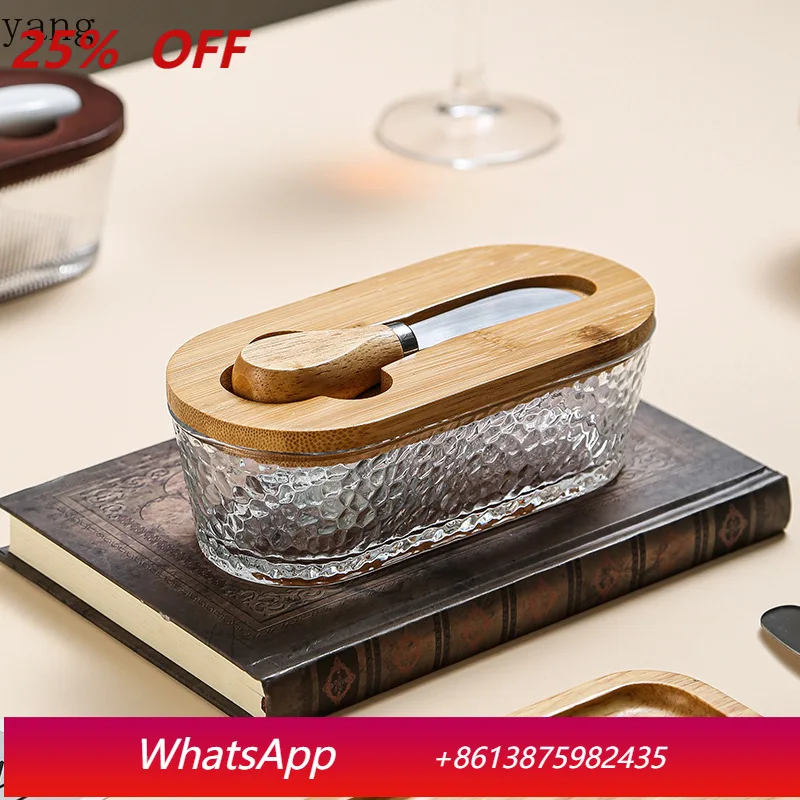 

LH Glass Sealed Butter Box Rectangular Household Cheese Preservation Jar with Lid