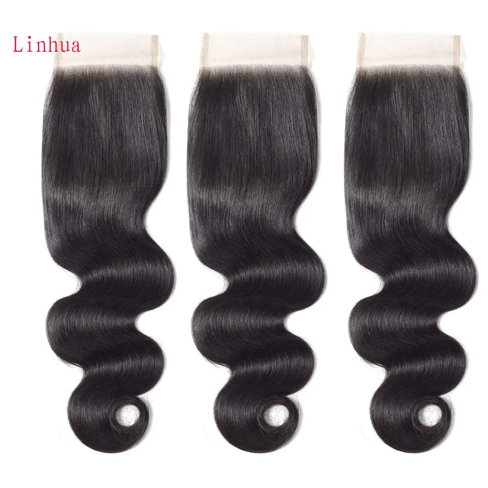 

Накладка для волос Body Wave 4x4 с прозрачной кружевной основой, ручной работы, из натуральных бразильских волос Remy, для женщин, 12-24 дюйма