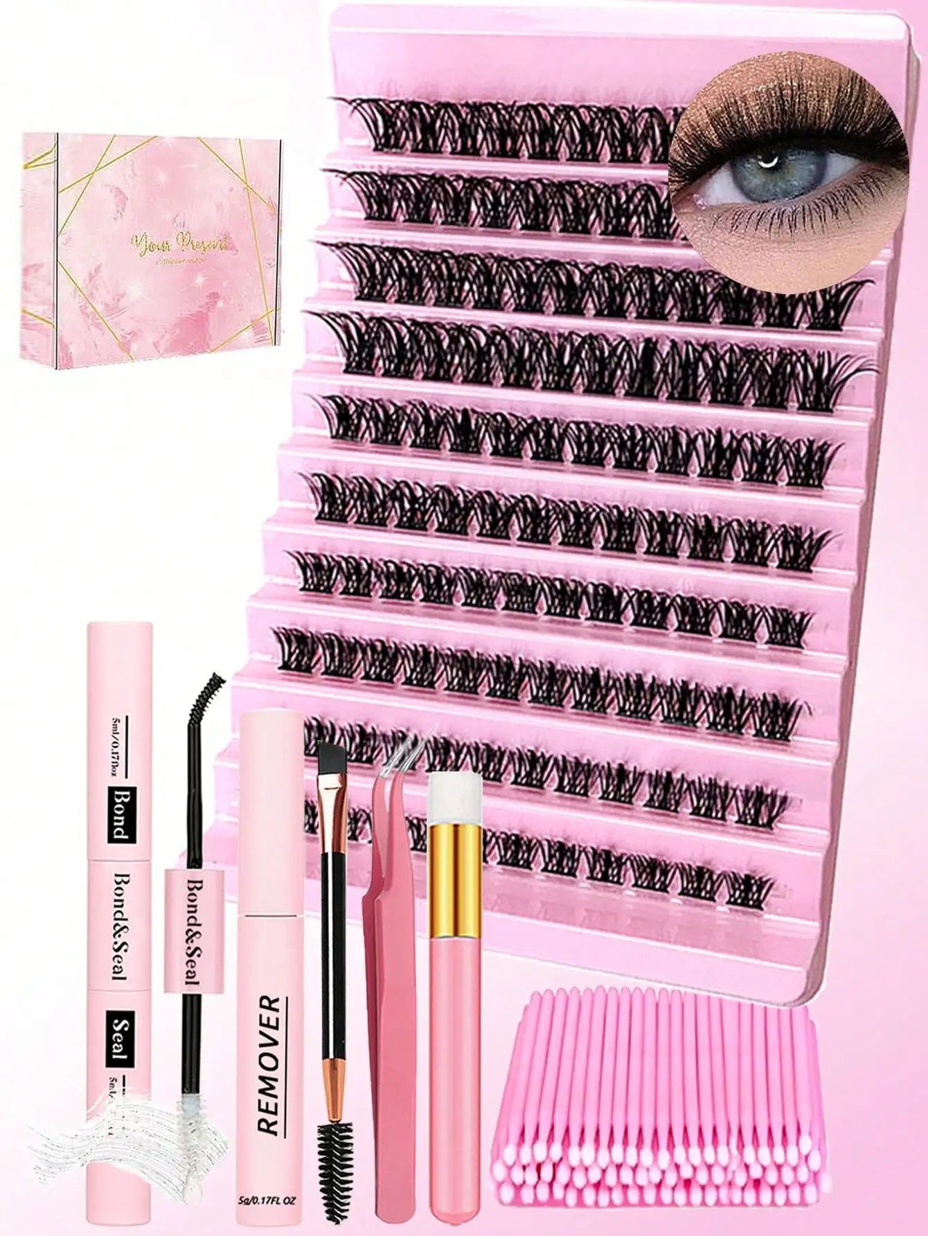 

Eyelash Extension Kit 120pcs Lash Clusters D Curl Fluffy 8-16mm Mixed Lash Clusters