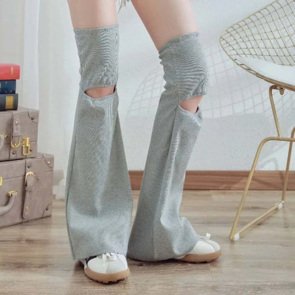 Fashion Y2k Leg Warmers Women Horn Shape Elastic Bell-bottoms Socks Solid Casual Knee High Socks Winter