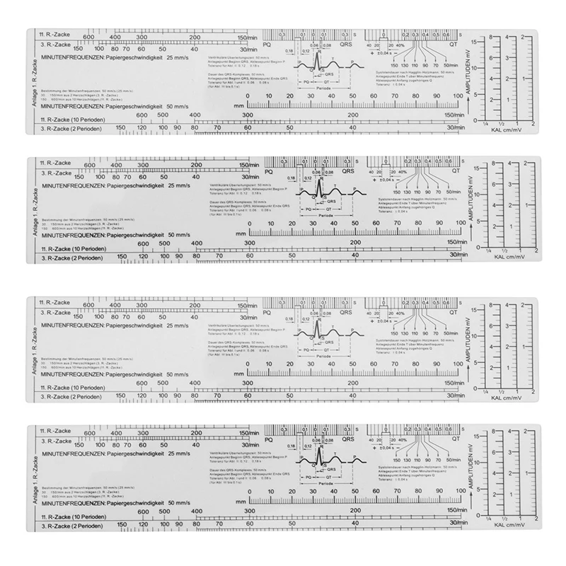 

4X Essential EKG Ruler Pocketcard In English