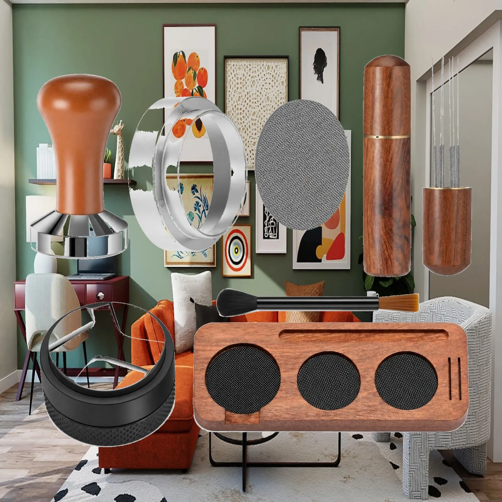 Coffee Tamping Station with Tools Premium 51mm Espresso Prep Kit Professional