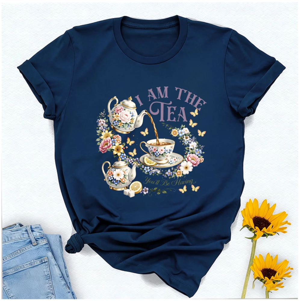 I Am The Tea You Will Be Having Shirt Cottagecore Butterfly Graphic Tee Aesthetic Women's T-shirts Comedy Joke Punchline Tees