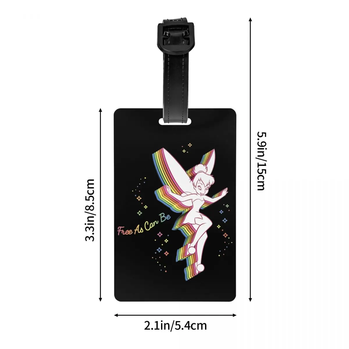 Peter Pan Pride Tinker Bell Rainbow Luggage Tag With Name Card Privacy Cover ID Label for Travel Suitcase