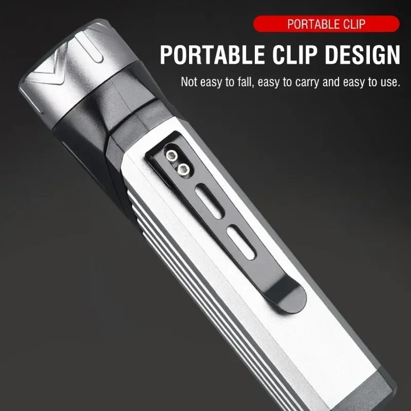 Super bright rotatable LED flashlight C-type rechargeable foldable flashlight with magnetic work light waterproof camping light