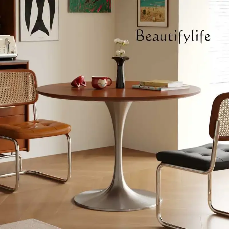 

X36 Medieval Rock Slab Solid Wood Round Table Household Nordic Dining Table Small Apartment Round Dining Table Simple Combinati