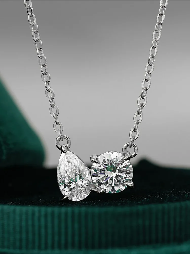 925 Sterling Silver Fashion Romantic Water Drop Round Zircon Necklace For Women Anniversary Weeding High Quality Fine Jewelry