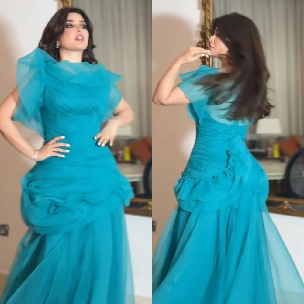 

Customized Exquisite Pleat Trumpet One-shoulder Long Dresses Bespoke Occasion Dresses Sparkle High Quality