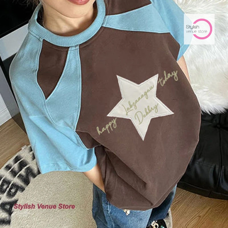 

American retro casual solid color T-shirt women's summer fashion loose niche Joker heavy casual cotton short sleeve T-shirt