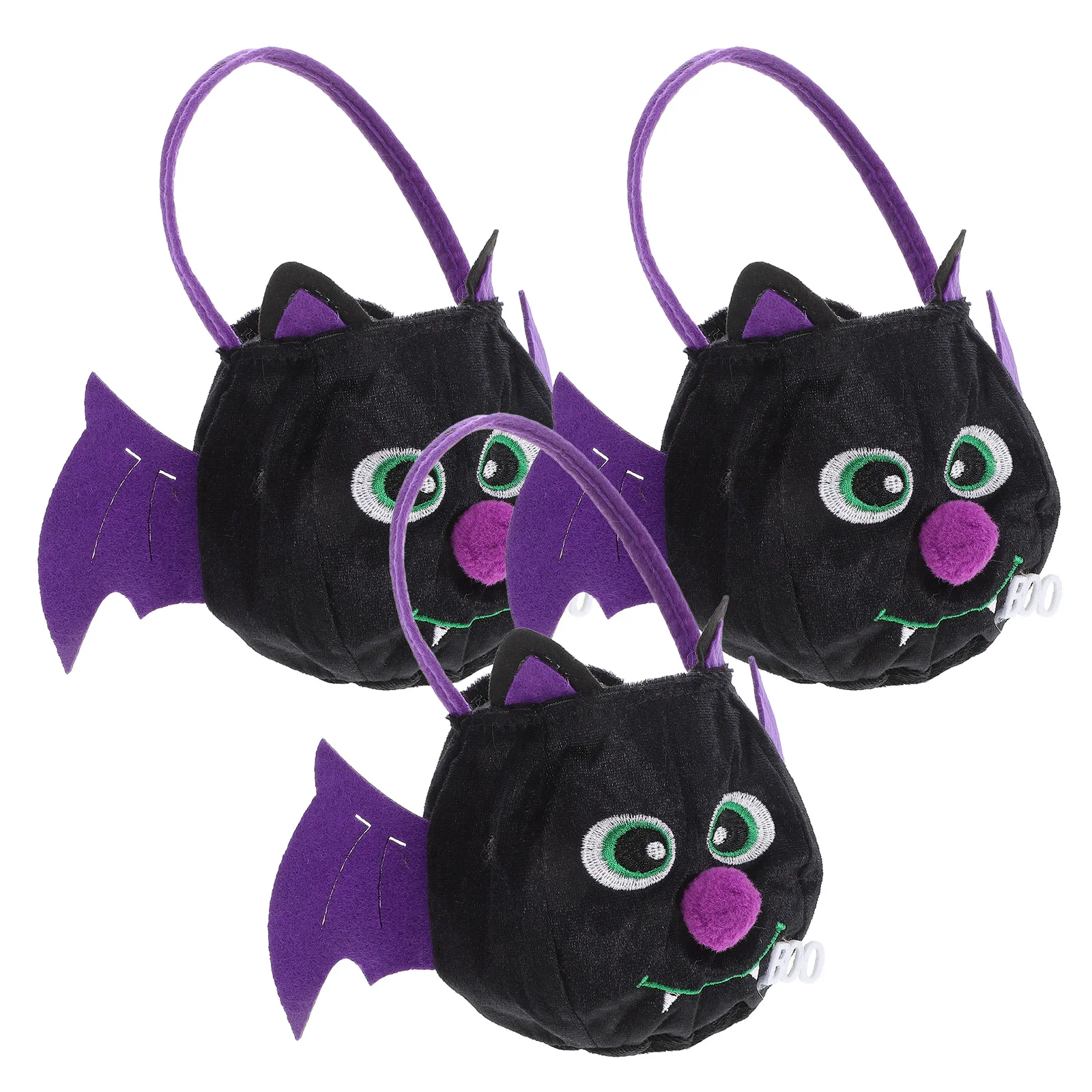 3 قطعة حقيبة حلوى الخفافيش السوداء سعة كبيرة حقيبة حلوى الهالوين الكرتون المحمولة دلو للخدعة أو علاج لصالح الحفلات #5