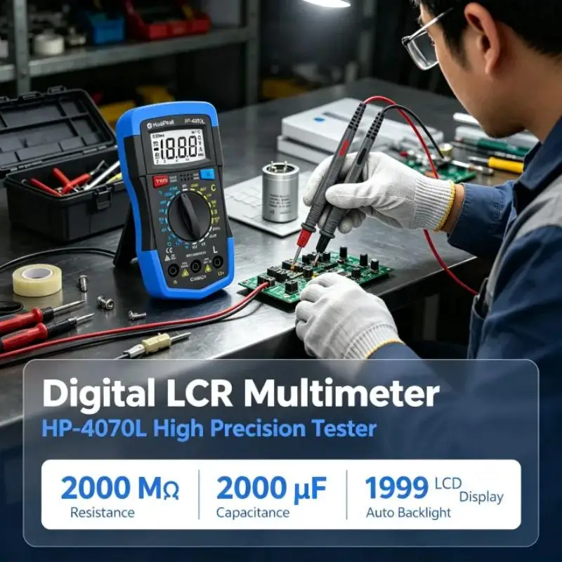 4070L Digital LCR Multimeter Resistance Capacitance Inductance Tester hFE Handheld LCD Backlight for Electrical Repair Tool